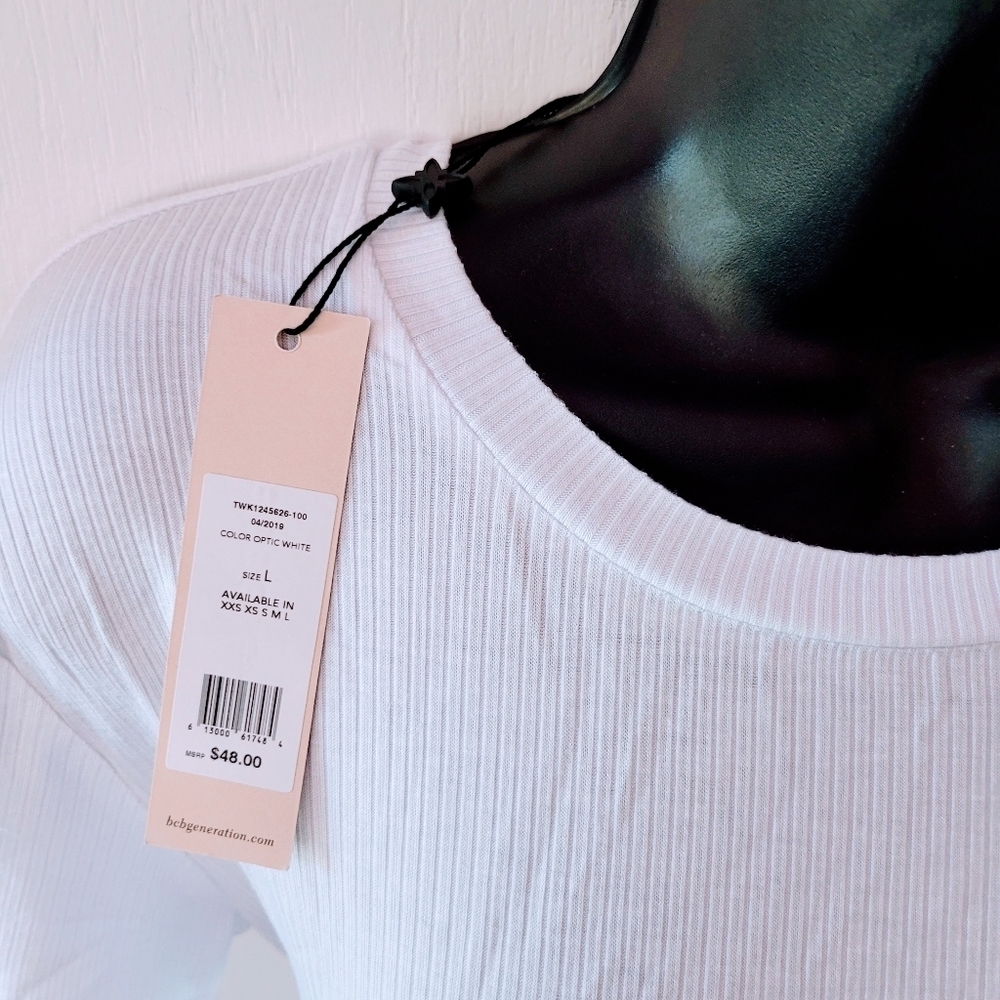 BCBGeneration Crop Tee White Size Large - Picture 2 of 10
